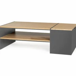 Table basse avec rangement bar 110 cm bois imitation hêtre et gris*IDMarket