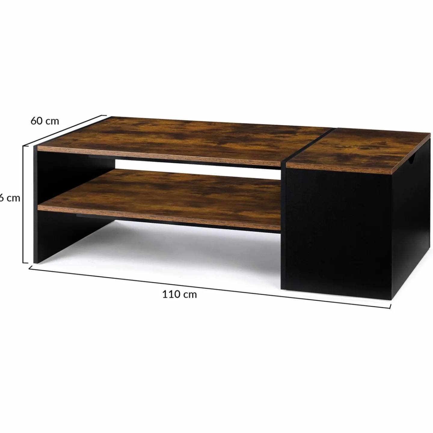 Table basse bar avec coffre bois foncé et noir*IDMarket Sale
