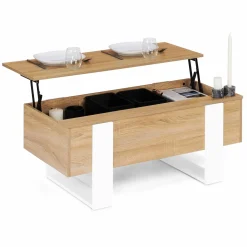 Table basse bois et blanc avec plateau relevable*IDMarket Hot