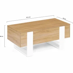 Table basse bois et blanc avec plateau relevable*IDMarket Hot