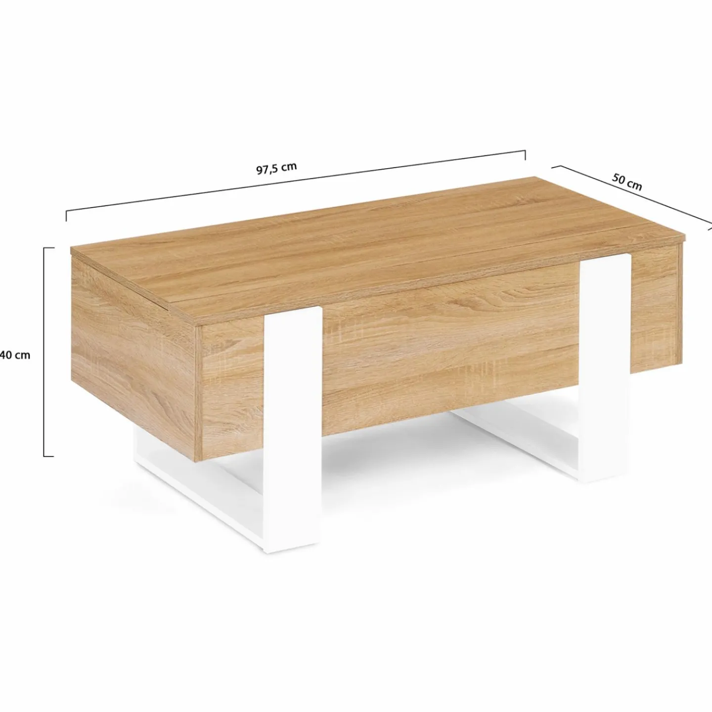 Table basse bois et blanc avec plateau relevable*IDMarket Hot