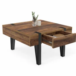 Table basse carrée 1 tiroir et pied épingle*IDMarket Hot