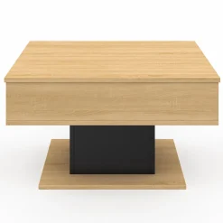 Table basse carrée bois et noir avec plateau relevable*IDMarket Hot