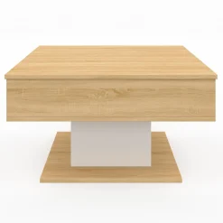 Table basse carrée bois et blanc avec plateau relevable*IDMarket Outlet