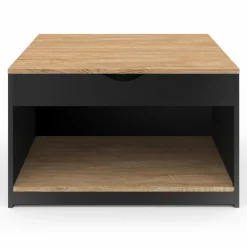 Table basse carrée noire avec plateau relevable et coffre bois*IDMarket Discount