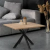Table basse carrée pied araignée 70 cm bois et noir*IDMarket
