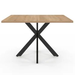 Table basse carrée pied araignée 70 cm bois et noir*IDMarket