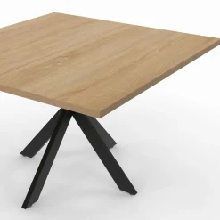 Table basse carrée pied araignée 70 cm bois et noir*IDMarket