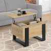 Table basse carrée plateau relevable bois et noir*IDMarket