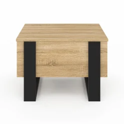 Table basse carrée plateau relevable bois et noir*IDMarket