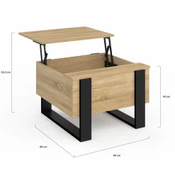 Table basse carrée plateau relevable bois et noir*IDMarket