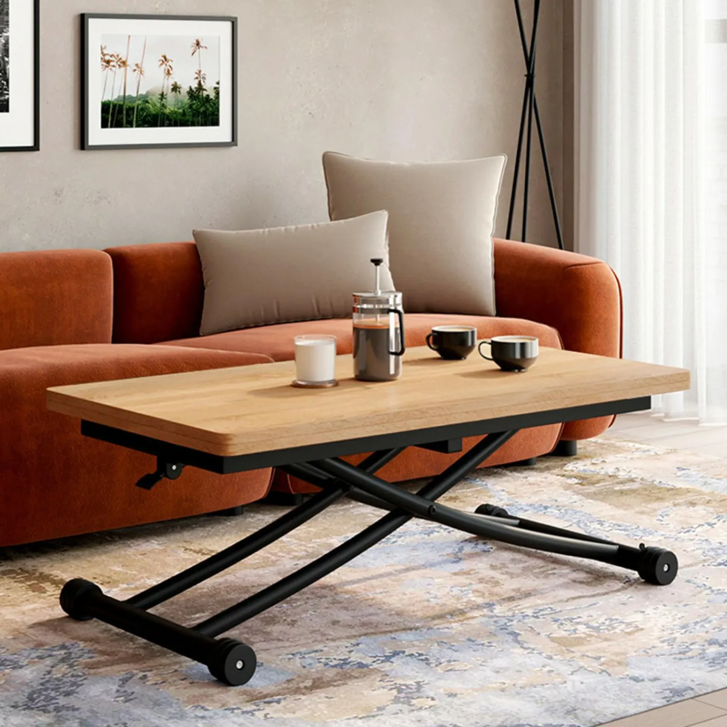 Table basse convertible en table à manger industrielle*IDMarket Clearance