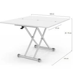 Table basse convertible en table à manger blanche*IDMarket Hot