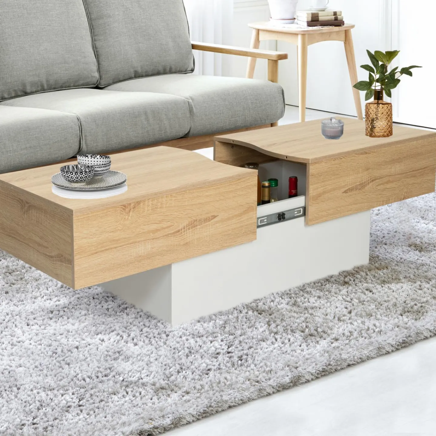 Table basse design avec rangement mini bar intégré*IDMarket Hot