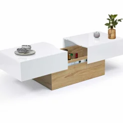 Table basse design blanche avec rangement mini bar intégré*IDMarket New