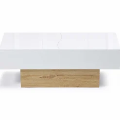 Table basse design blanche avec rangement mini bar intégré*IDMarket New