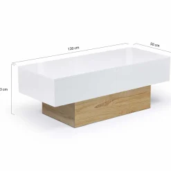Table basse design blanche avec rangement mini bar intégré*IDMarket New