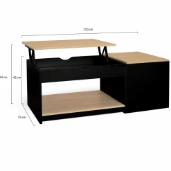 Table basse double plateau relevable noir et bois*IDMarket Clearance