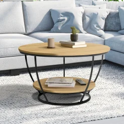 Table basse filaire ronde double plateau*IDMarket
