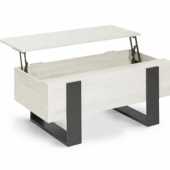 Table basse industrielle relevable bois gris*IDMarket Discount