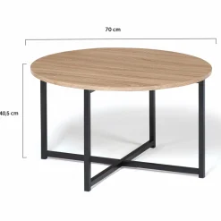 Table basse industrielle ronde bois et métal*IDMarket Hot