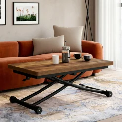 Table basse industrielle relevable bois foncé et noir*IDMarket Hot