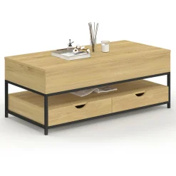 Table basse industrielle rectangulaire plateau relevable*IDMarket Best