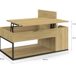Table basse industrielle plateau relevable avec coffre*IDMarket Online