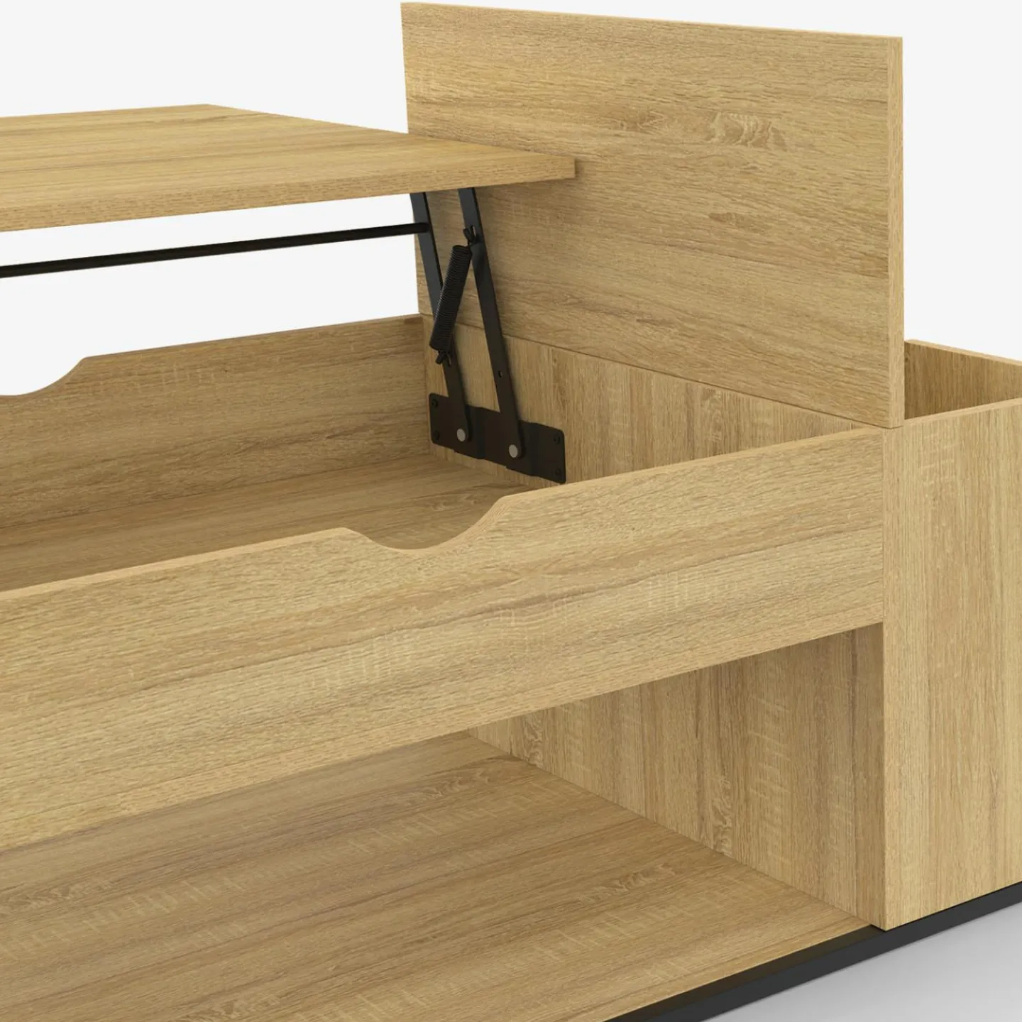 Table basse industrielle plateau relevable avec coffre*IDMarket Online