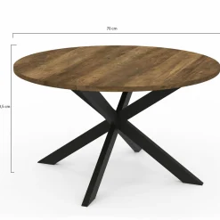 Table basse industrielle ronde 70 cm pied araignée noir bois foncé*IDMarket Hot