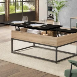 Table basse industrielle avec plateau relevable noir*IDMarket Clearance
