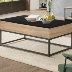 Table basse industrielle avec plateau relevable noir*IDMarket Clearance