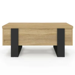 Table basse industrielle convertible en table à manger bois et noir*IDMarket New