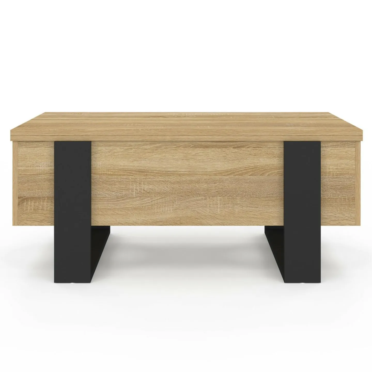 Table basse industrielle convertible en table à manger bois et noir*IDMarket New