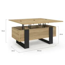 Table basse industrielle convertible en table à manger bois et noir*IDMarket New