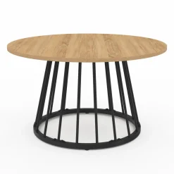 Table basse industrielle ronde 70 cm bois et métal*IDMarket Discount