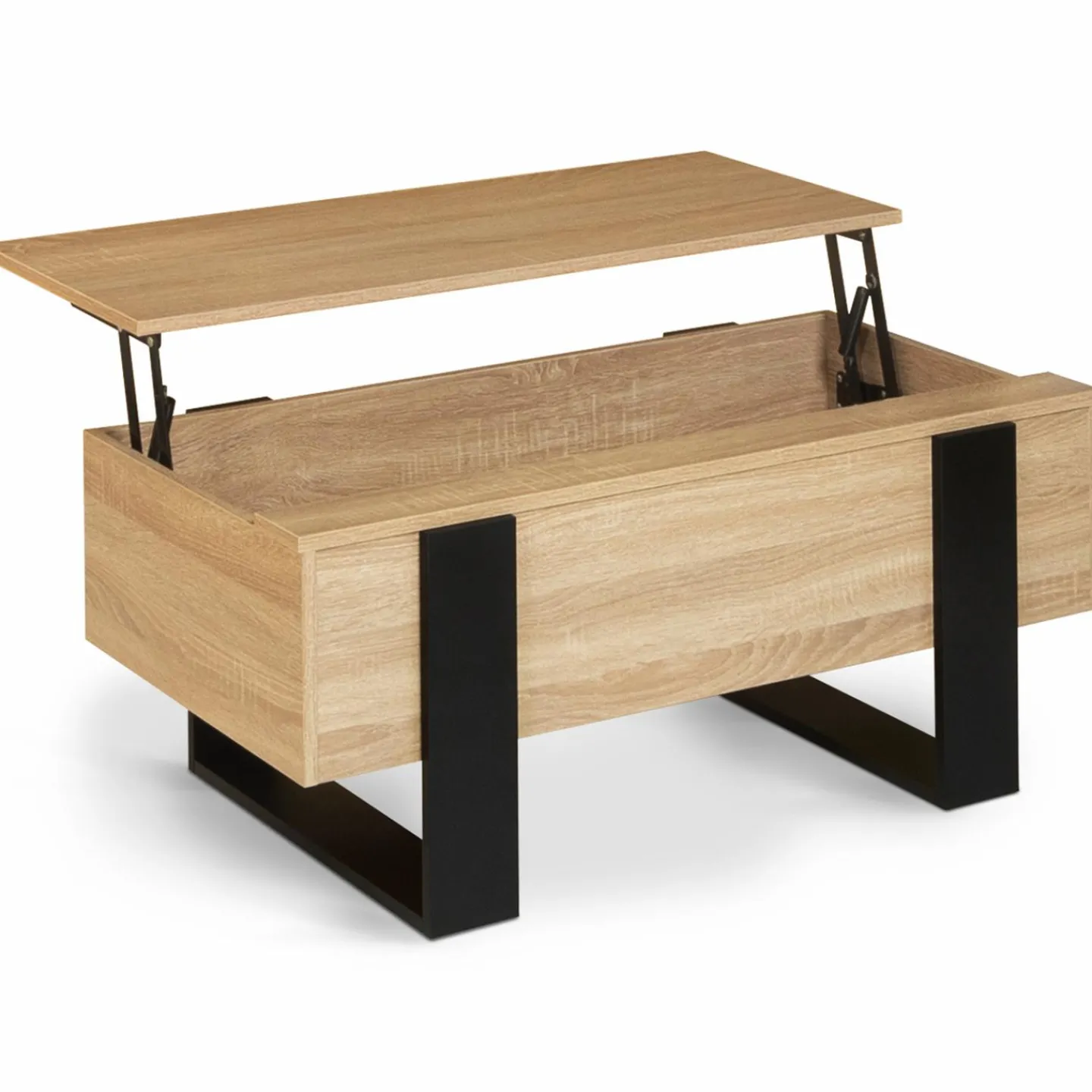 Table basse industrielle relevable bois et noir*IDMarket Online