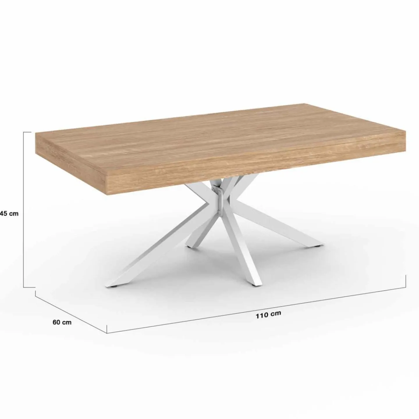 Table basse industrielle rectangulaire bois et blanc 110 cm*IDMarket Clearance