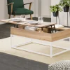 Table basse industrielle blanche et bois avec plateau relevable*IDMarket Hot