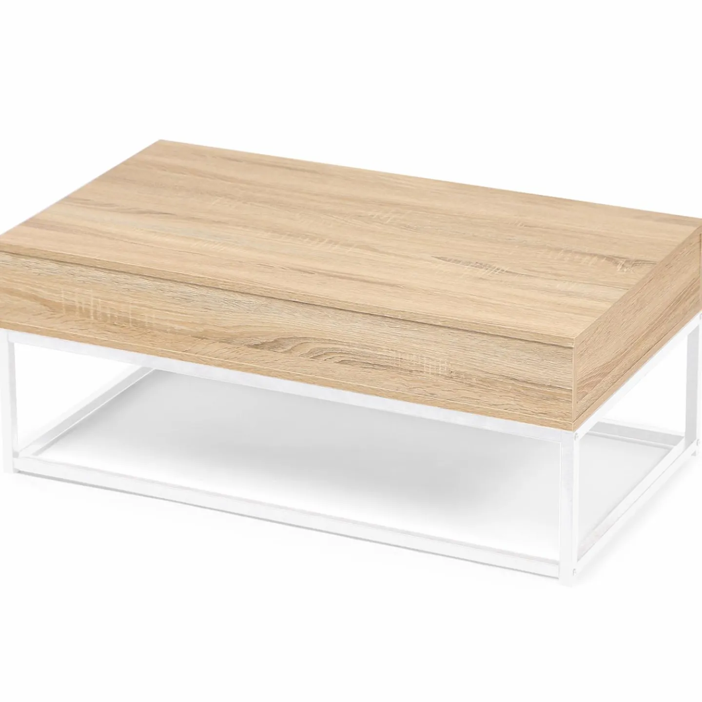 Table basse industrielle blanche et bois avec plateau relevable*IDMarket Hot