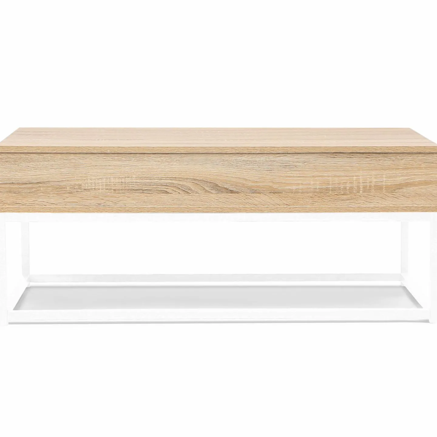Table basse industrielle blanche et bois avec plateau relevable*IDMarket Hot
