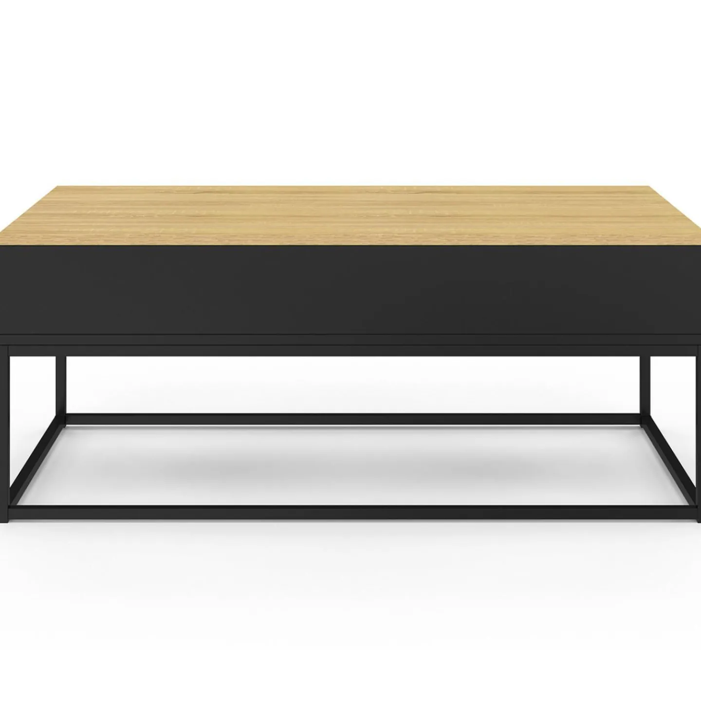 Table basse noire style industriel avec plateau relevable en bois façon hêtre*IDMarket Outlet
