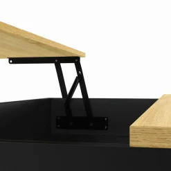 Table basse noire style industriel avec plateau relevable en bois façon hêtre*IDMarket Outlet