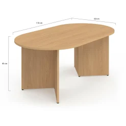 Table basse ovale 110 cm bois effet hêtre*IDMarket Best