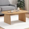 Table basse ovale pied central bois effet hêtre 110 cm*IDMarket Discount
