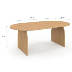 Table basse ovale pied central bois effet hêtre 110 cm*IDMarket Discount