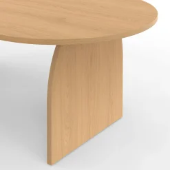 Table basse ovale pied central bois effet hêtre 110 cm*IDMarket Discount