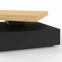 Table basse pivotante carrée bois et noire*IDMarket