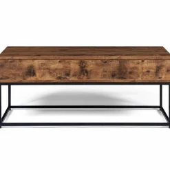 Table basse plateau relevable effet bois vieilli et pieds métal*IDMarket
