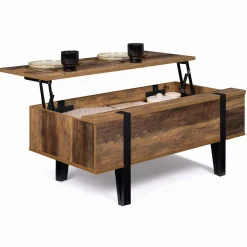Table basse plateau relevable bois foncé pied épingle*IDMarket New